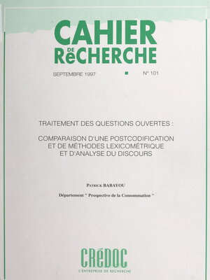 cover image of Traitement des questions ouvertes